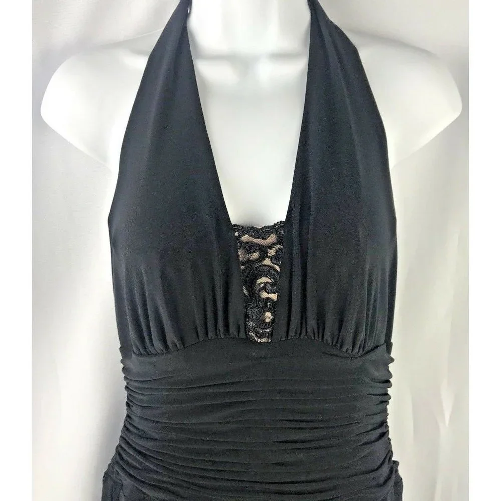 Jones New York Dress Womens Size 10 Black Lace Halter Cocktail Party - Picture 2 of 5